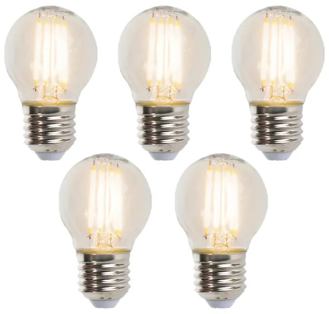 Set van 5 E27 dimbare LED kogellampen 5W 470 lm 2700K