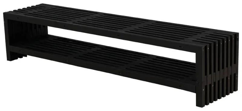 Lattenbank vuren met plank | Rustik Design 218 cm zwart geverfd