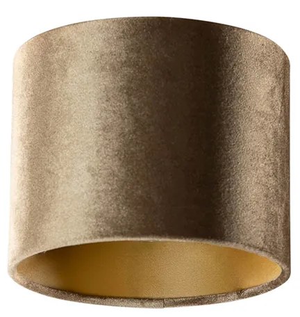 Velours lampenkap brons met gouden binnenkant 18/18/14
