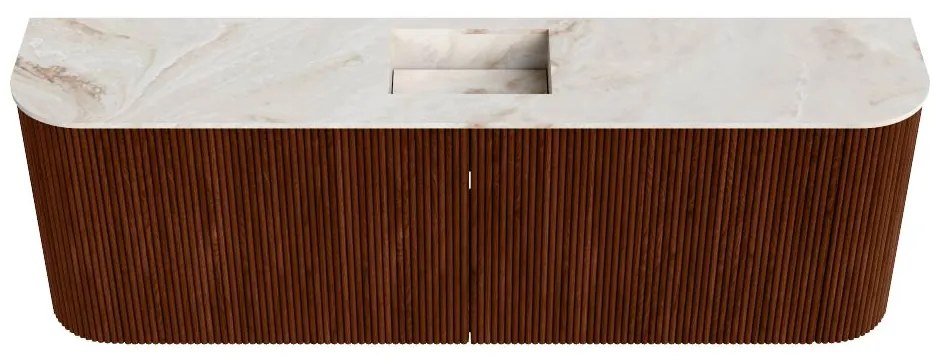 Mondiaz Joya DLux 125cm toiletmeubel ronding links/rechts ruby met wastafel faye midden zonder kraangat frappe