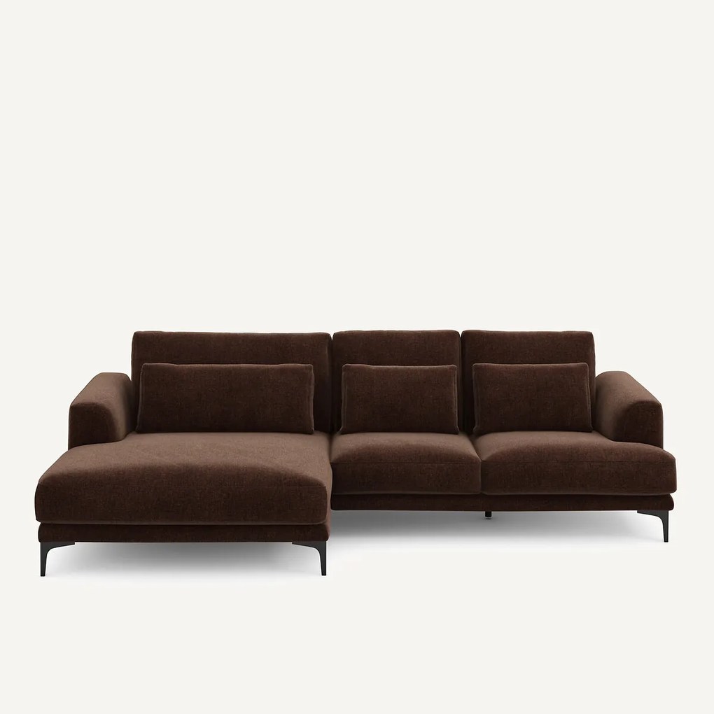 XL hoekbank links in chenille fluweel, MARSILE