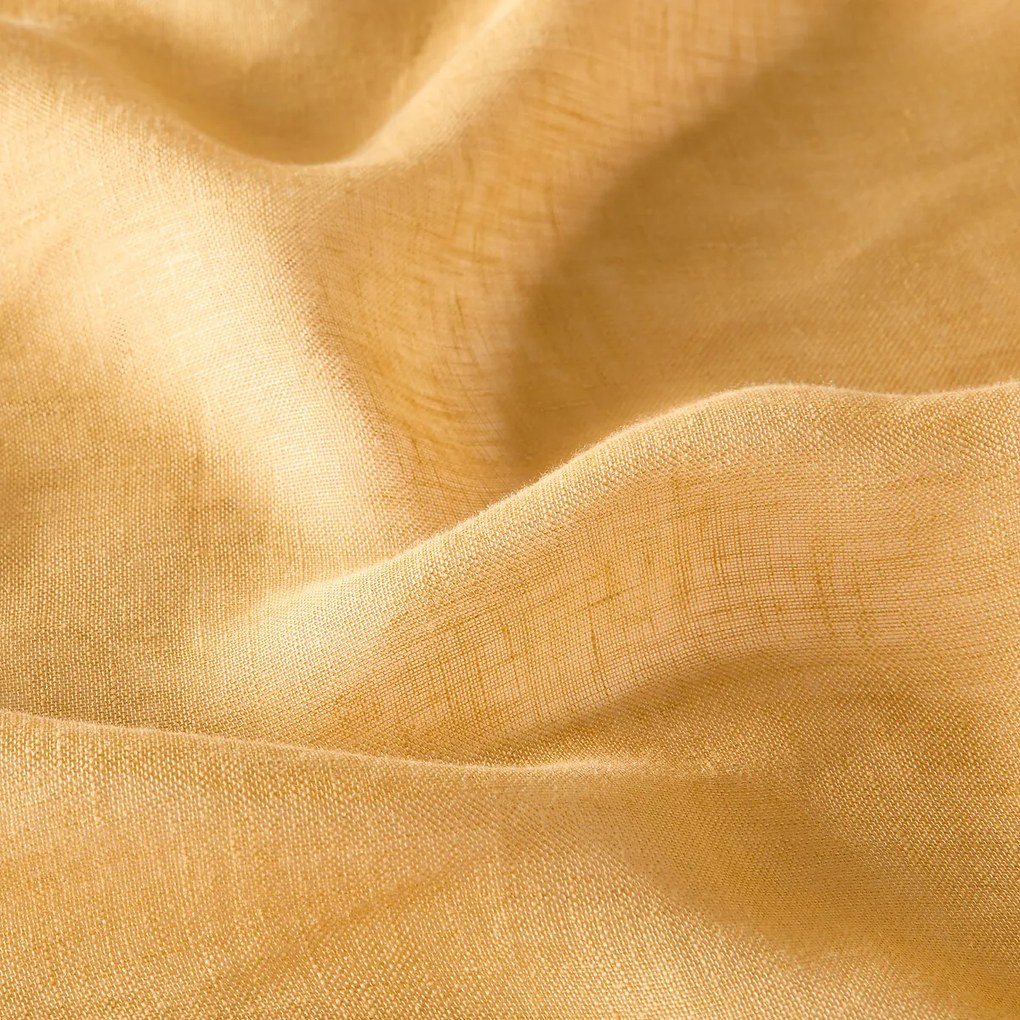 Linnen glasgordijn met gerimpelde bies en golf, ONEGA