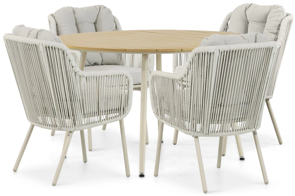 Tuinset 4 personen 125 cm Aluminium/rope Taupe Santika Furniture Santika