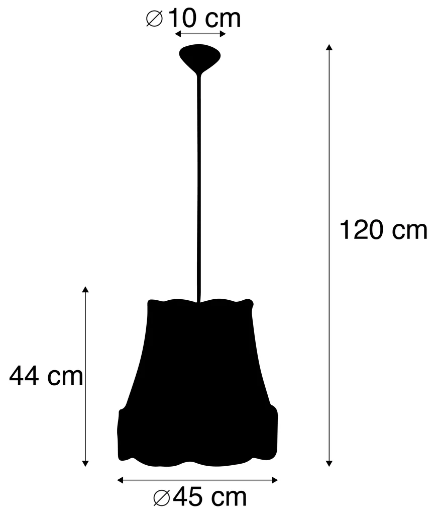 Stoffen Eettafel / Eetkamer Retro hanglamp zwart met grijs 45 cm - Granny Retro E27 rond Binnenverlichting Lamp