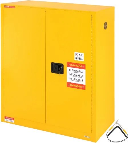 VEVOR 34 Gal brandbare vloeistofveiligheidskast, koudgewalste stalen opslagkast voor brandbare vloeistoffen, 1095 x 460 x 1273 mm, kast met één verstelbare plank