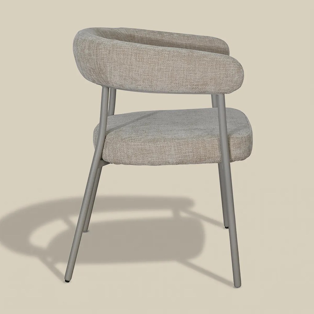 Beige Eetkamerstoel Met Ronde Rug