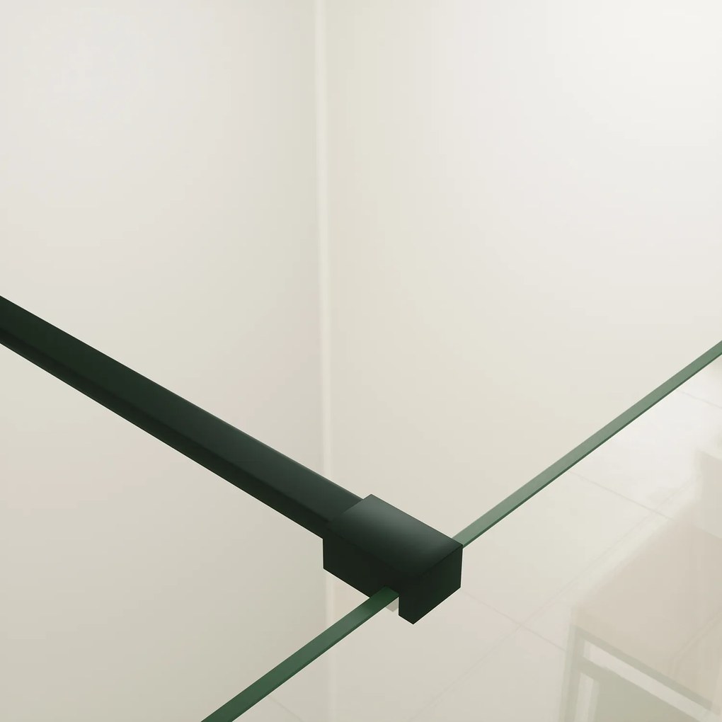 Mueller Slimline inloopdouche 120cm schaamband anti-kalk inclusief mat zwart profiel & stang