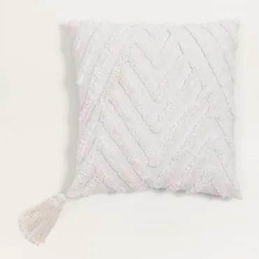Vierkant katoenen kussen (45x45 cm) Nidia Wit - Sklum