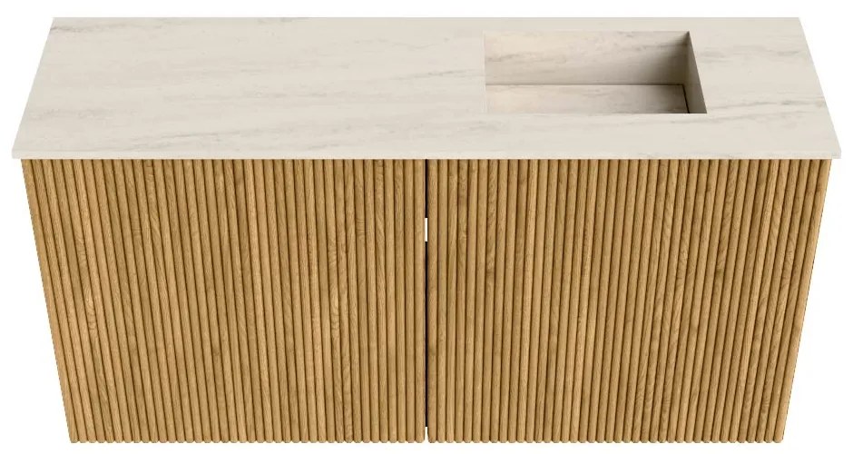 Mondiaz Joya DLux 80cm toiletmeubel oak met wastafel faye rechts zonder kraangat meli