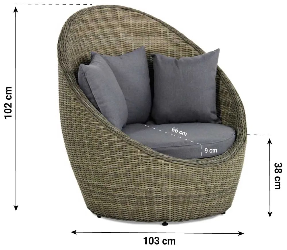 Garden Collections Cocoon Lounge Tuinstoel Wicker Taupe