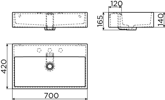 Clou Wash Me verhoogde wastafel solid surface 70cm wit mat