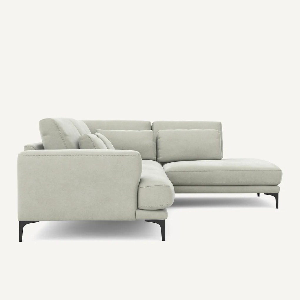 Linkse hoekbank met leuning in stonewashed fluweel Marsile