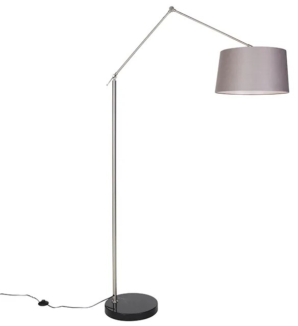 Moderne vloerlamp staal met kap donkergrijs 45 cm - Editor