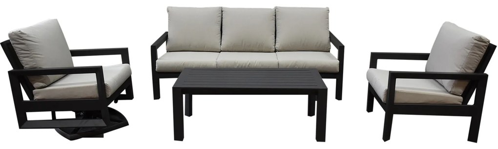Vallena stoel bank loungeset 4-delig aluminium antraciet