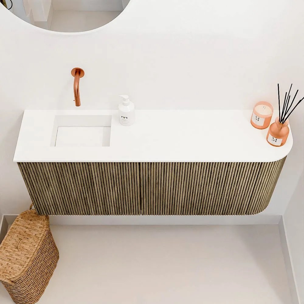 Mondiaz Joya 100cm toiletmeubel ronding rechts dusk met wastafel faye links zonder kraangat talc