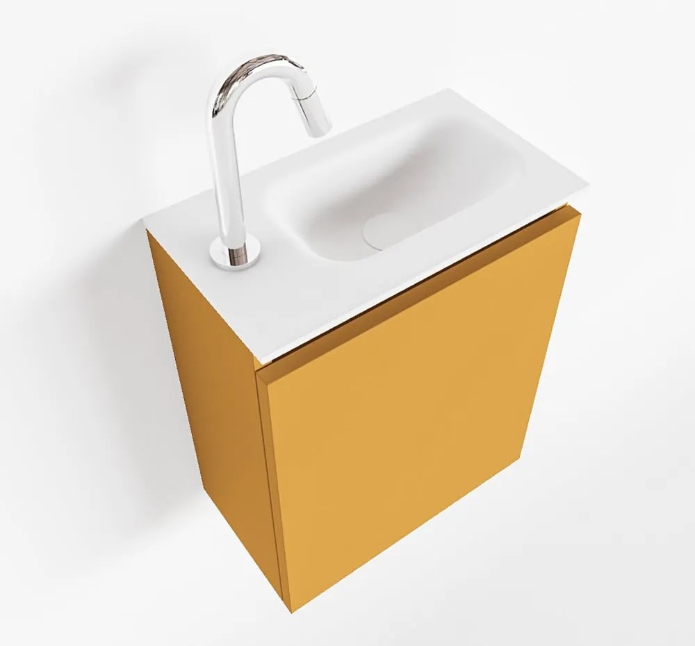 Mondiaz Ture 40cm toiletmeubel ocher met wastafel talc rechts 1 kraangat
