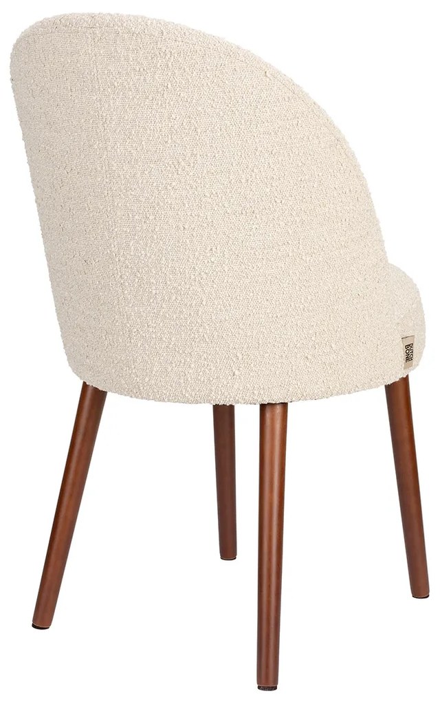 Dutchbone Barbara Boucle Beige Eetkamerstoel Met Houten Poten