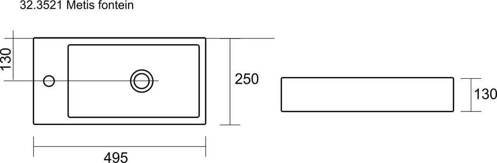 Mueller Favo rechthoekig fontein 50x25x13 wit L/R