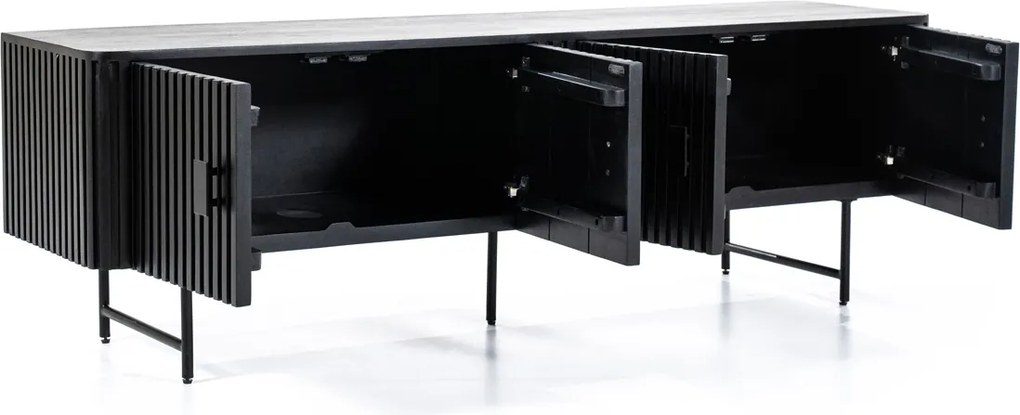 Zwart Tv-meubel Ronde Hoeken - 170x45x56cm.