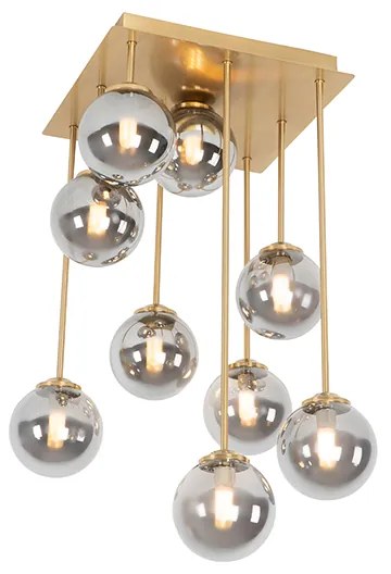 Smart plafondlamp goud met smoke glas 9-lichts incl. 9 Wifi G9 - Athens