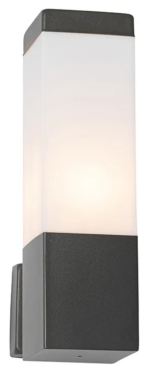 Moderne buiten wandlamp donkergrijs met opaal - Malios