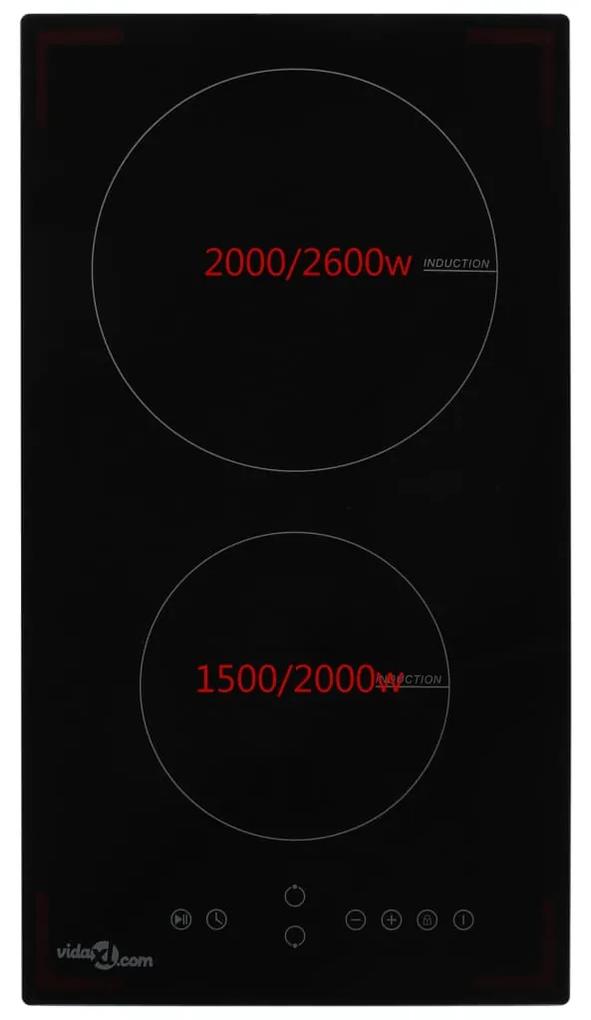 vidaXL Inductiekookplaat met 2 kookzones aanraakbediening 3500 W glas