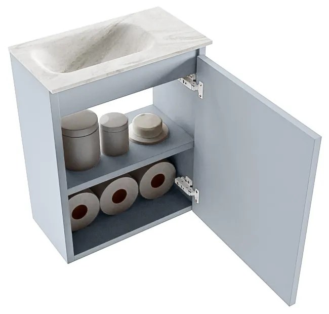 Mondiaz Ture DLux toiletmeubel 40cm clay met wastafel ostra links met kraangat