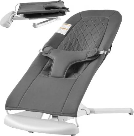 VEVOR Baby Bouncer, opvouwbare schommelstoel voor baby's van 0-9 maanden, schommelstoel voor pasgeborenen met 2 verstelbare hoeken en 3-puntsgordel, draagbare babybouncer met draagtas voor binnen- en buitengebruik, donkergrijs