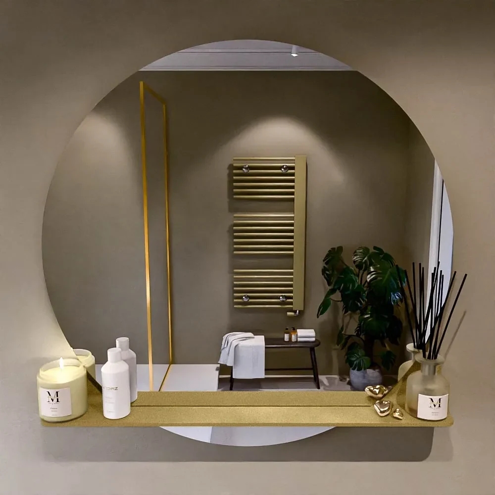Mondiaz Spot spiegel rond Ø100cm met planchet plata