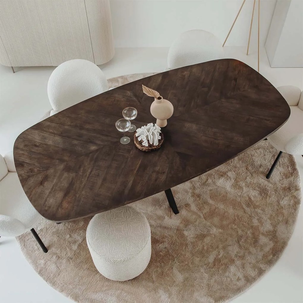 Ovale Eettafel Bruin Mango 180x100 Cm - 180 X 100cm.