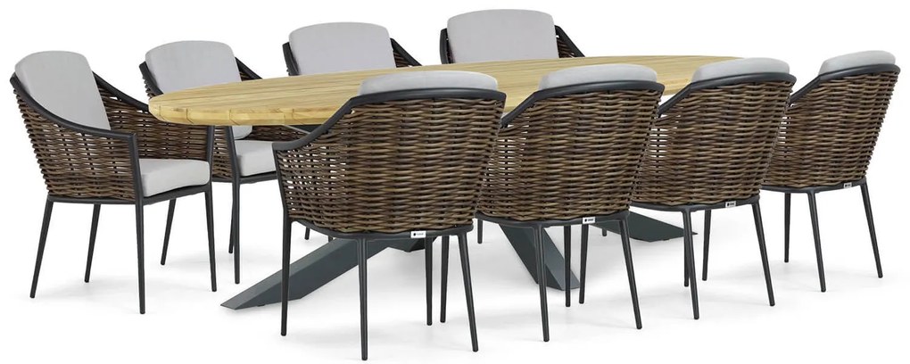 Tuinset 8 personen 280 cm Aluminium/wicker Grijs Coco Olivine/Diogo