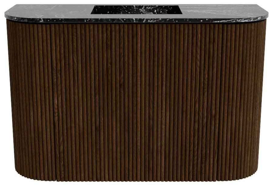 Mondiaz Joya DLux 65cm toiletmeubel ronding links/rechts walnut met wastafel faye midden zonder kraangat lava