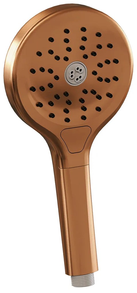 Brauer Stripe inbouw regendouche rond met 25cm hoofddouche, rechte muurarm en 3 standen handdouche set 40 koper geborsteld PVD