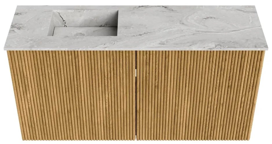 Mondiaz Joya DLux 80cm toiletmeubel oak met wastafel faye links zonder kraangat glace