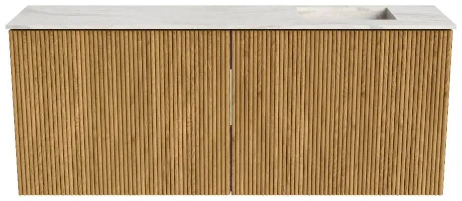 Mondiaz Joya DLux 100cm toiletmeubel oak met wastafel faye rechts zonder kraangat ostra