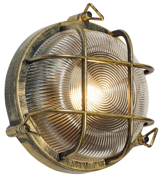 Buiten wand- en plafondlamp antiek goud rond IP44 - Noutica Industriele / Industrie / Industrial E27 IP44 Buitenverlichting