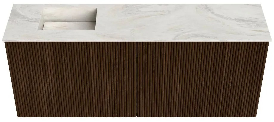 Mondiaz Joya DLux 100cm toiletmeubel walnut met wastafel faye links 1 kraangat ostra