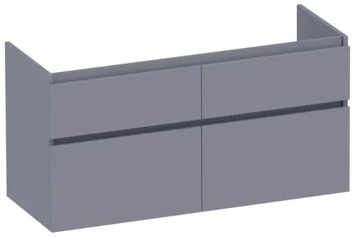 Saniclass Advance wastafelonderkast 120x46x60cm 4 softclose greeploze lades met 2 sifonuitsparingen MDF mat Grijs OK-AD120-4MG