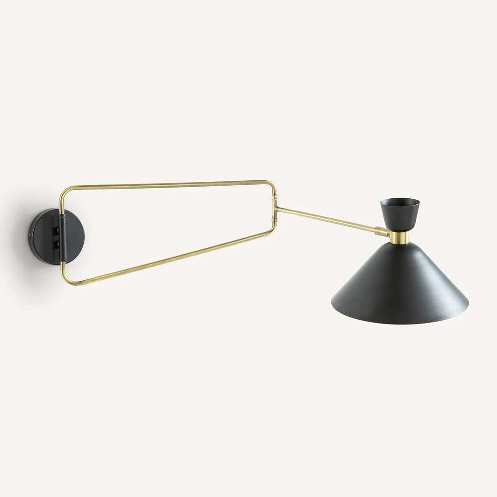 Scharnierende wandlamp in verouderde messing, Zoticus