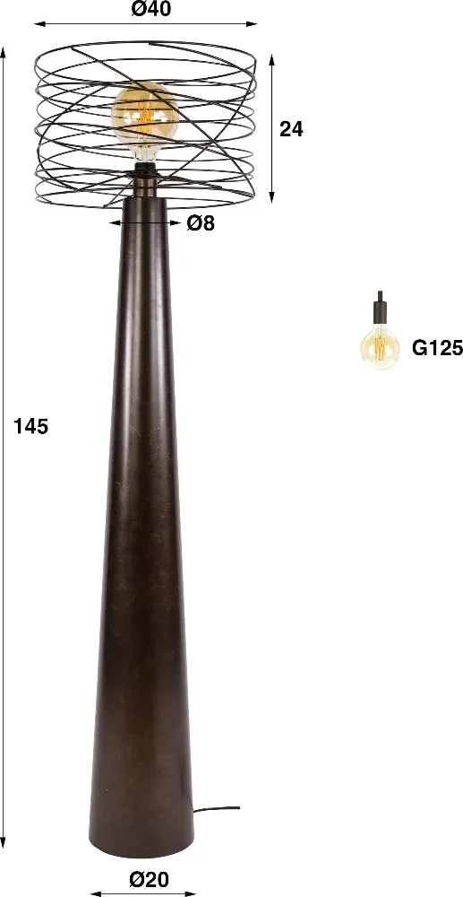 Vloerlamp Met Open Draadkap Bruin