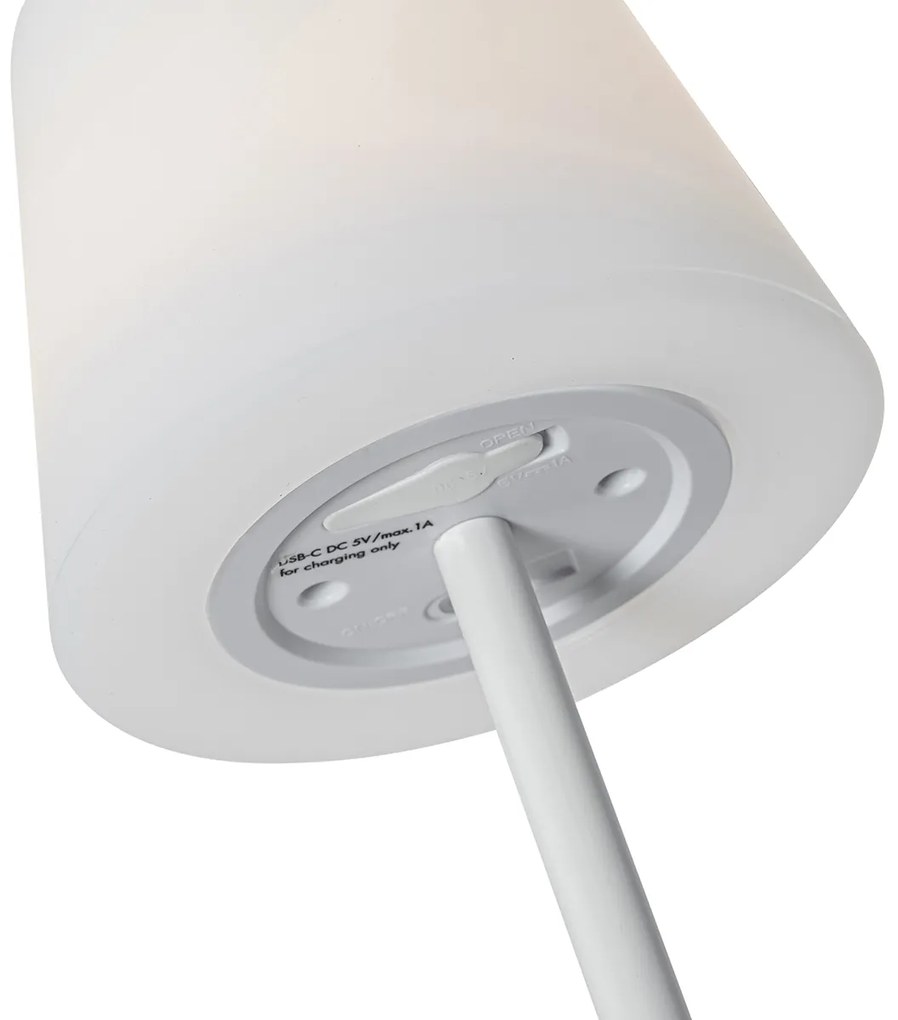 Tafellamp wit oplaadbaar incl. LED en dimmer IP54 - Jude