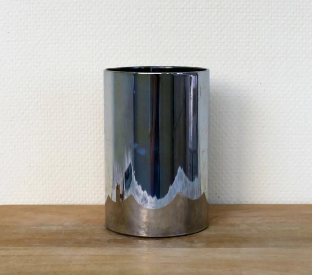 Kaars in glas grijs 10 x 15 cm