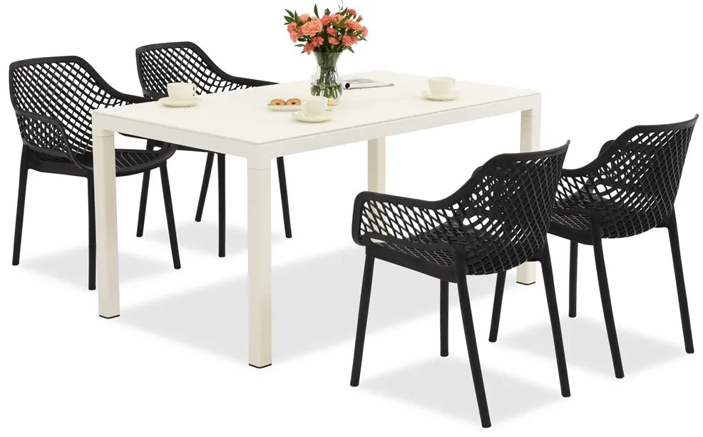 King/Aria wit en antraciet tuinmeubelset voor 4 personen Bica