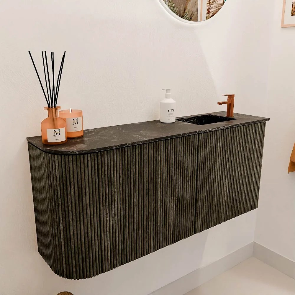 Mondiaz Joya DLux 90cm toiletmeubel ronding links shadow met wastafel faye rechts 1 kraangat lava