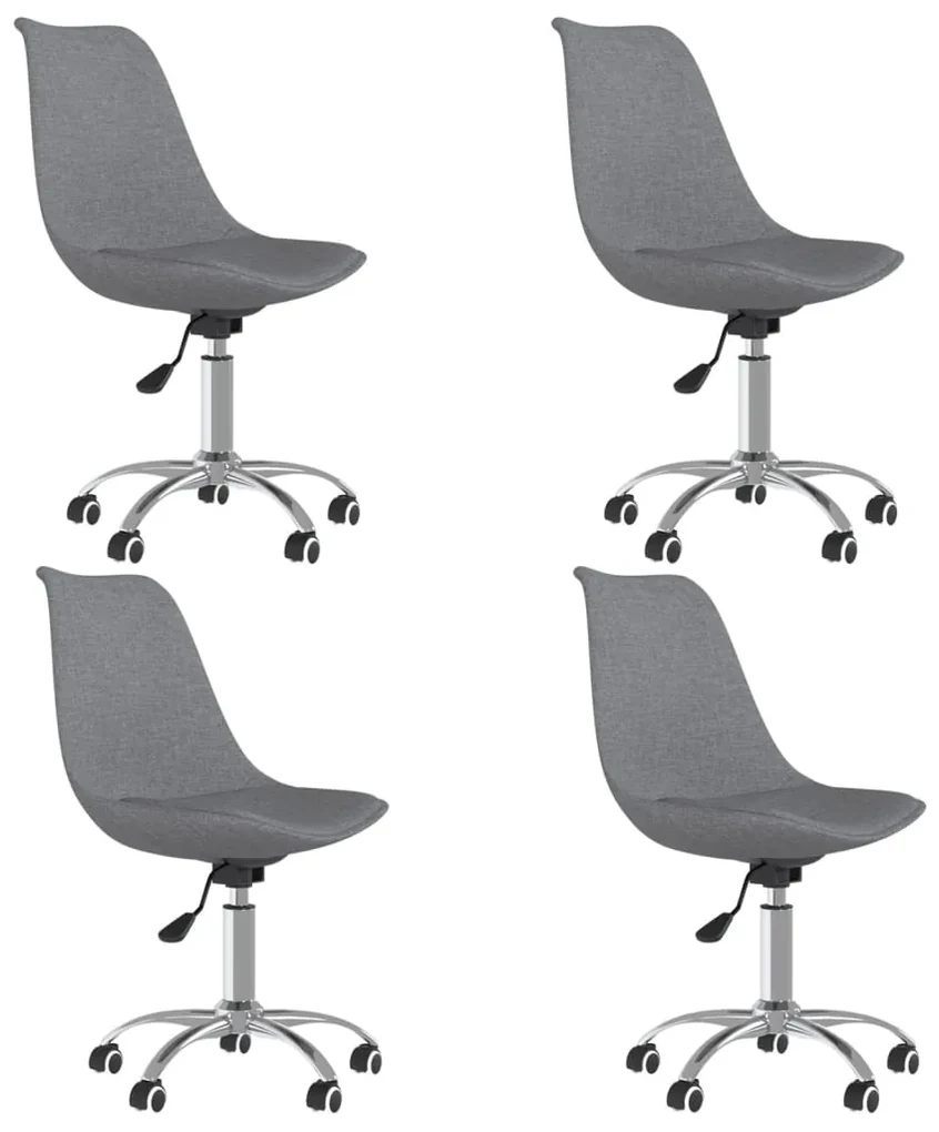 vidaXL Eetkamerstoelen draaibaar 4 st stof lichtgrijs