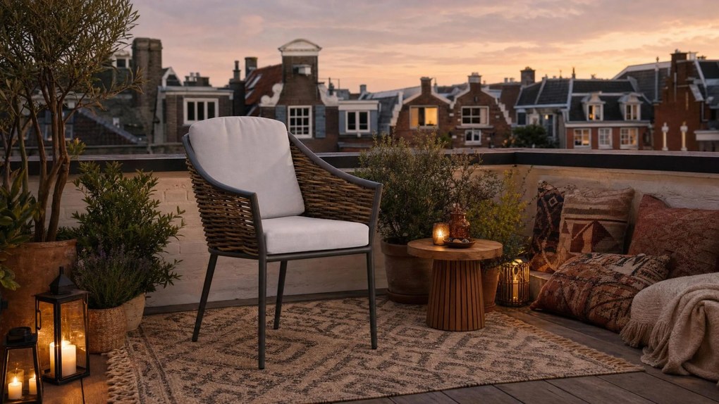 Tuinset 6 personen 240 cm Wicker Grijs Santika Furniture Coco