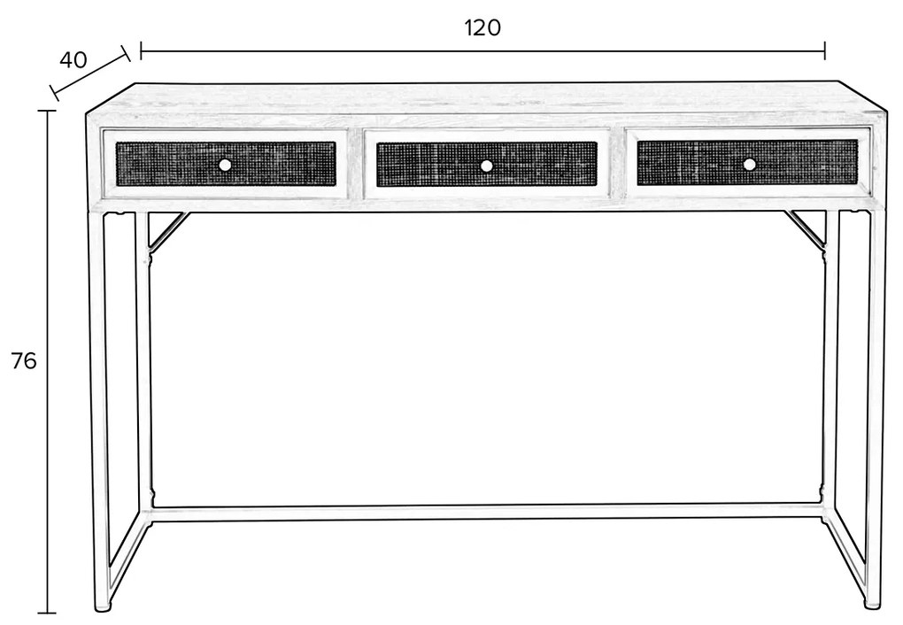 Japandi Kaptafel Met Rotan Lades - 120 X 40cm.