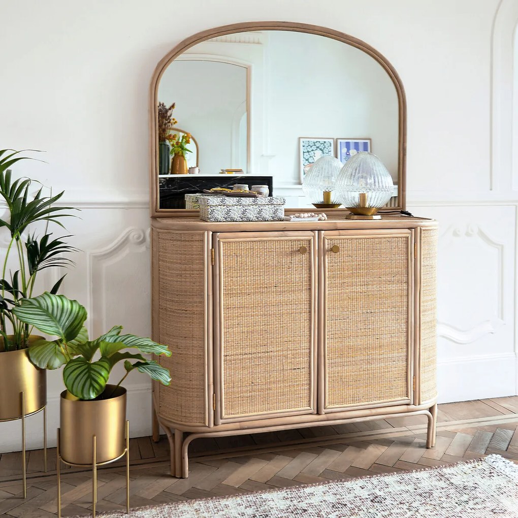 Tafellamp in messing en geribbeld glas, Ari