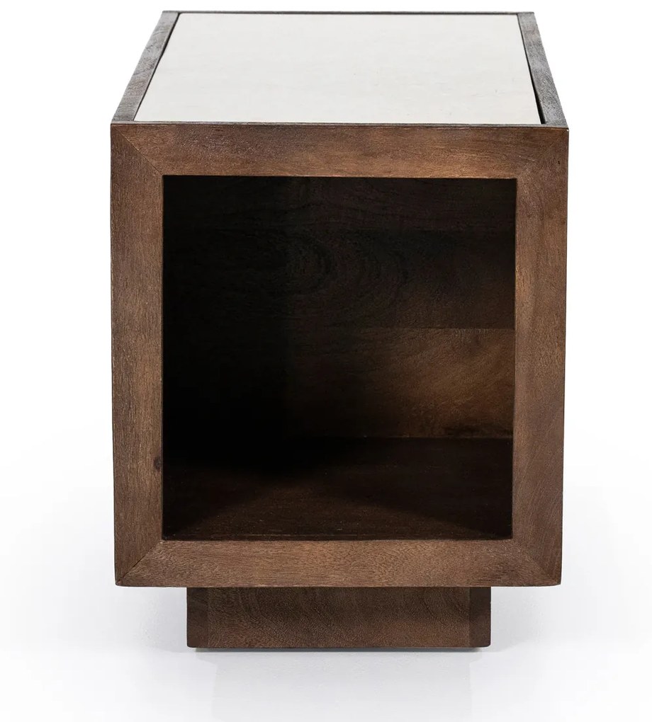 Eleonora Hazel Bijzettafel Donker Hout En Marmer - 35 X 79cm.