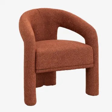 Pack Van 4 Gestoffeerde Eetkamerstoelen Met Armleuningen Greca Bouclé Terracotta - Sklum